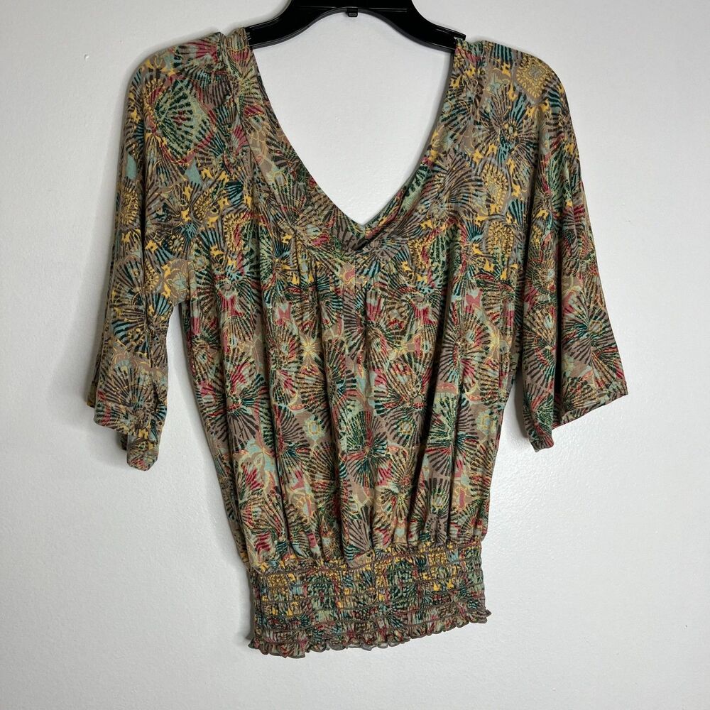 American Rag Blouse XS Tropical Elastic Waist top women’s - Picture 2 of 7